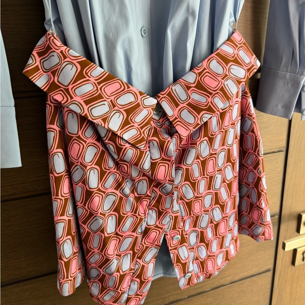 Alexis Light Blue Dress Shirt with Patterned Skirt - Picture 5 of 14